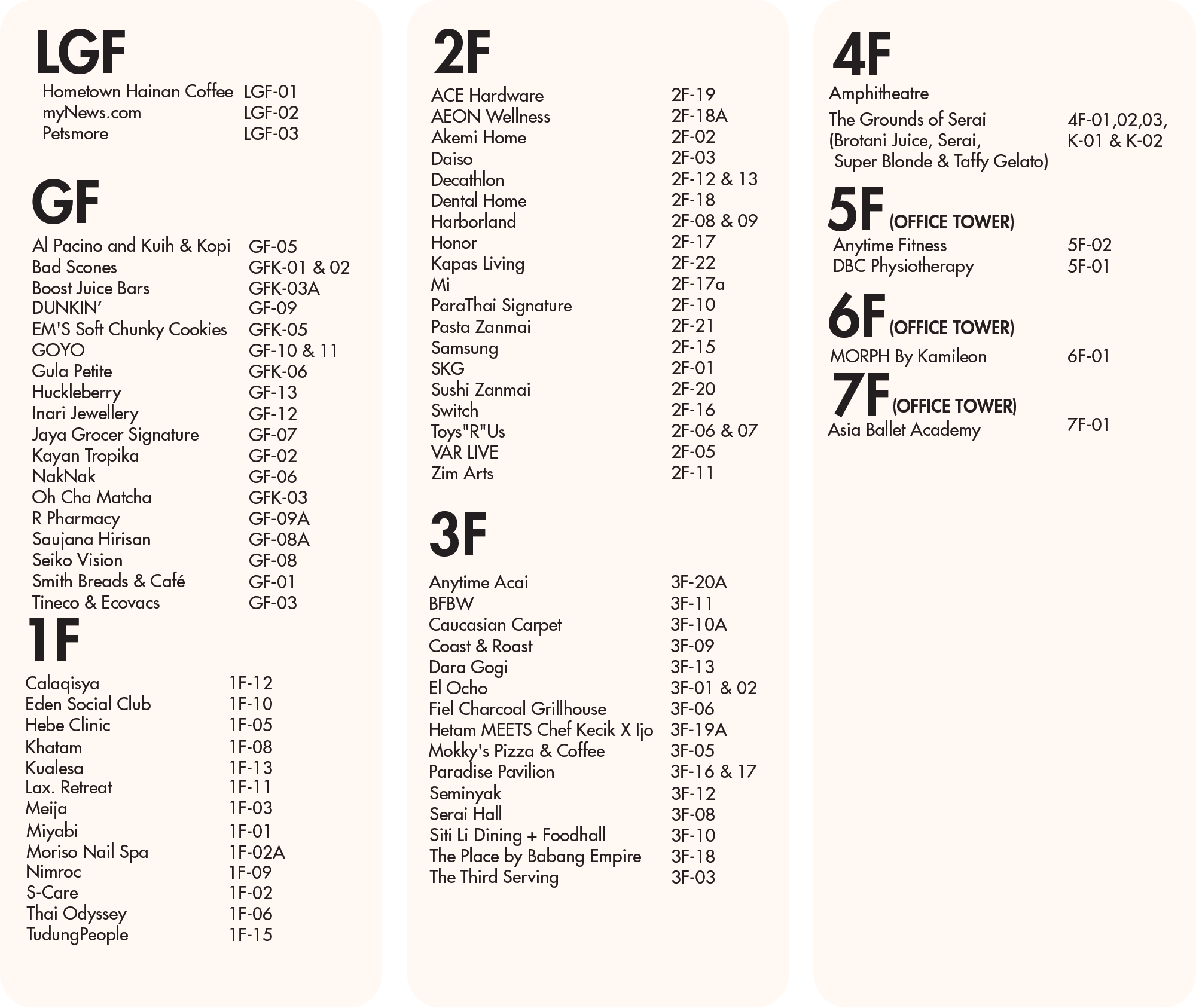 KLGCC Mall Directory